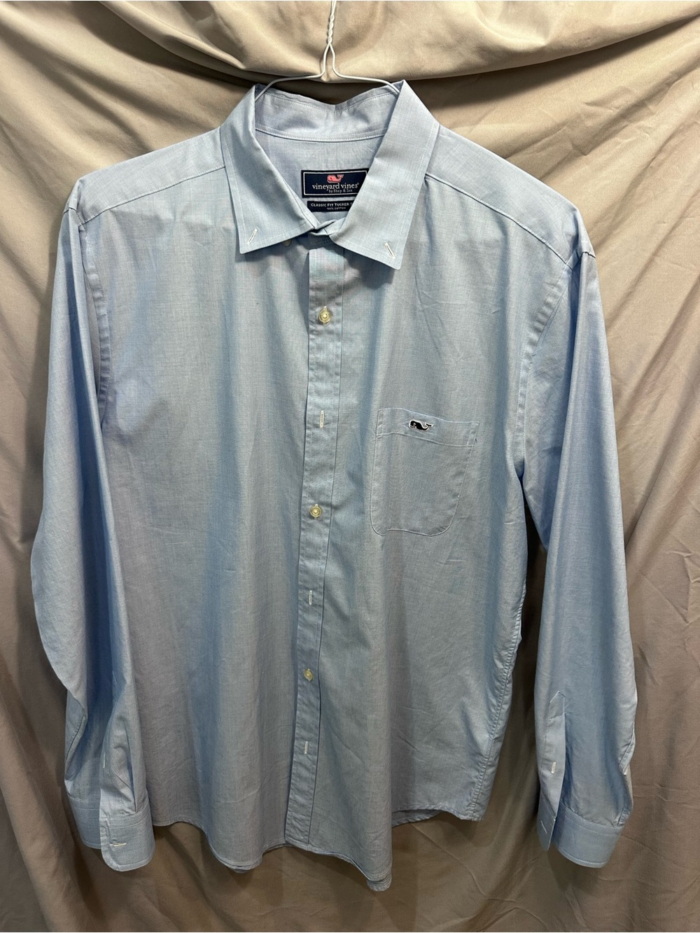 Vineyard Vines Pale Blue Long-Sleeve Classic Fit Tucker Button-Down Shirt
